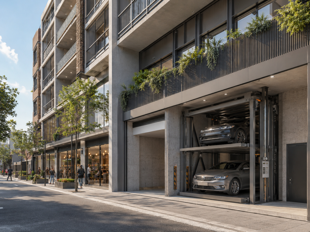 Elevadores para autos en México para proyectos mixtos con estacionamiento vertical integrado