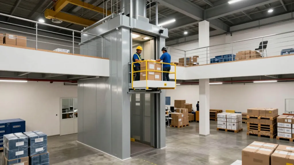 Instalación de elevadores montacargas en México para negocios con traslado de mercancía entre niveles