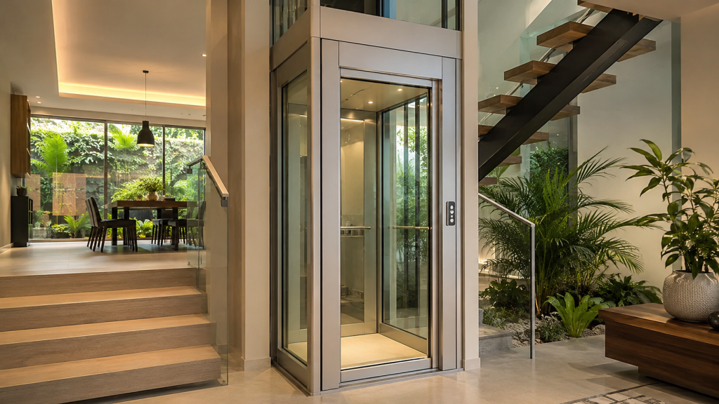 Mejor elevador ecológico para viviendas en México con accionamiento eléctrico y estructura compacta.