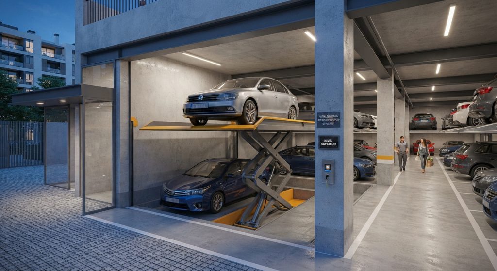 Optimización de espacios con elevadores de tijera para autos en México