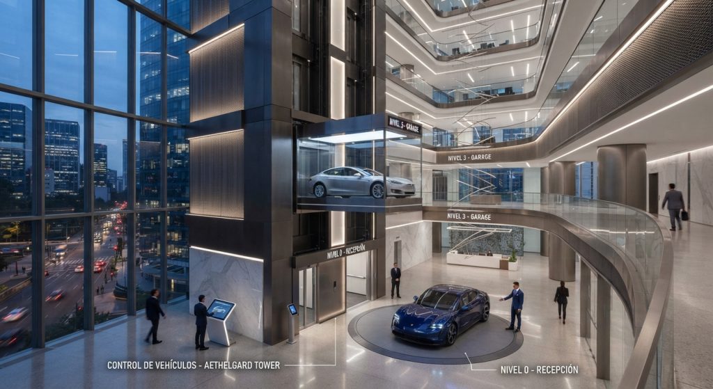 Soluciones de elevadores de auto para edificios corporativos
